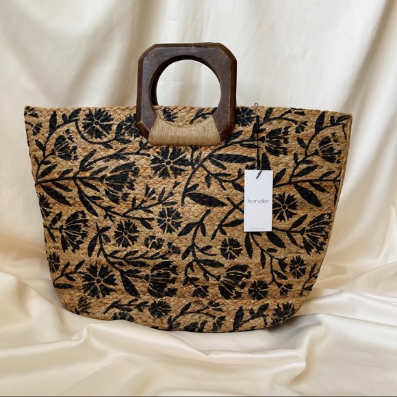 Kanzler Handbags - Summer French Basket Bag — Natural/Navy